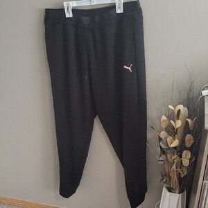 Puma Black Joggers with Pink Puma Logo